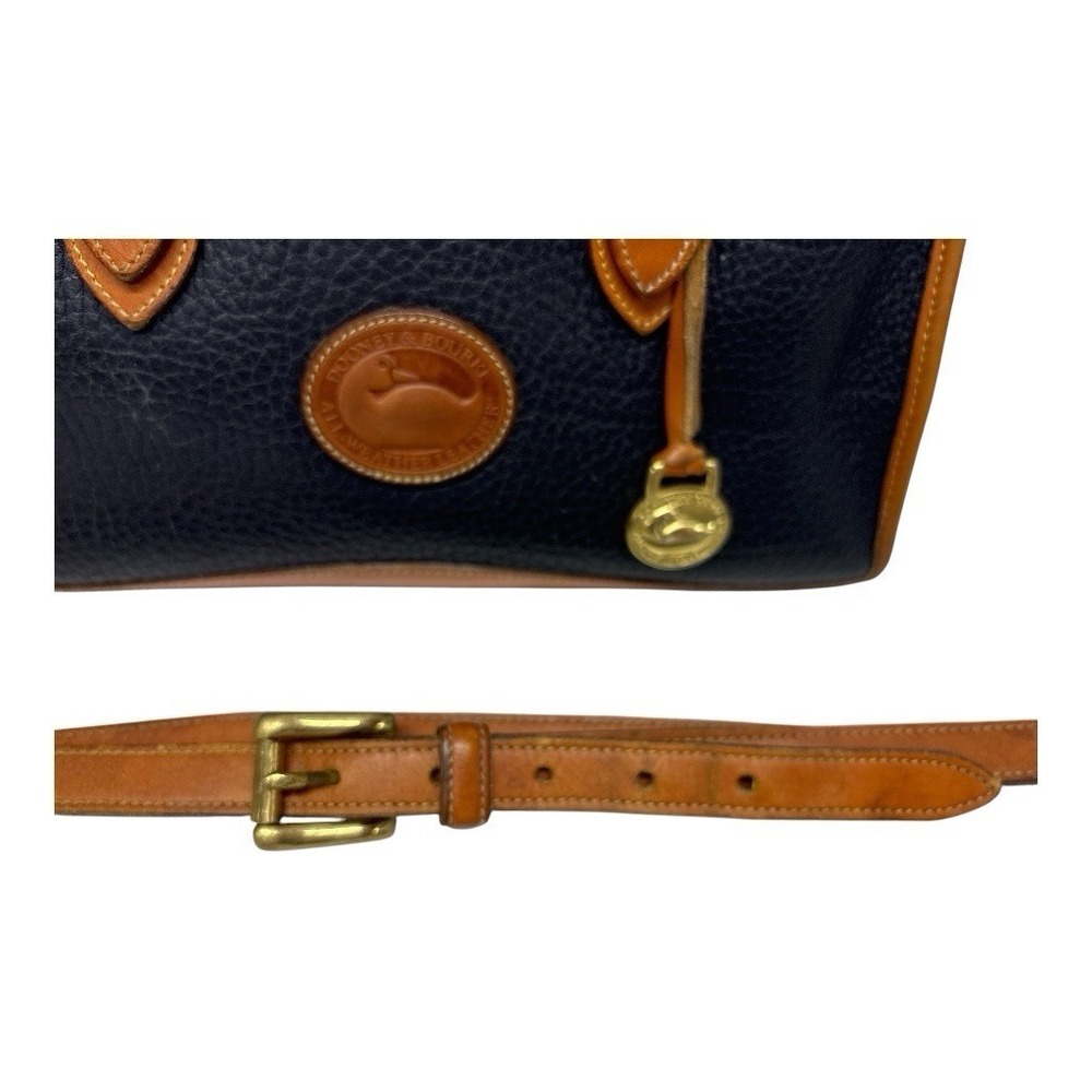 Vintage Dooney & Bourke Black & Tan Leather Satchel Bag + Strap Classic Preppy - Picture 15 of 16